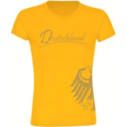 multifanshop Damen T-Shirt - Deutschland - Adler seitlich Gold - Druck gold metallic - Frauen