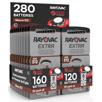 280 Rayovac Extra Size 312 PR41 (Braun) Hörgerätebatterien - 20 Blister mit 8 und 20 Blister mit 6 Batterien