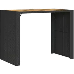 vidaXL Garten-Bartisch mit Holzplatte Schwarz 145x80x110 cm Polyrattan
