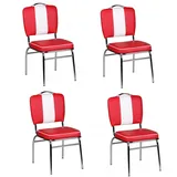 FineBuy 4er Set Esszimmerstühle American Diner 50er Jahre Retro Möbel Bistro