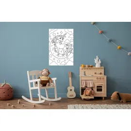 Queence Wandsticker QUEENCE "Einhorn am Himmel", weiß, B:60cm H:90cm, Vinyl, Wandtattoos, DIY-Wandsticker zum Bemalen