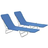vidaXL Klappliegen 2 Stk. Stahl und Stoff Blau