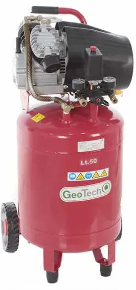 GeoTech AC50V-10-30VC Elektrischer Kompressor mit Wagen - Motor 3 PS - 50 Lt Druckluft vertikal