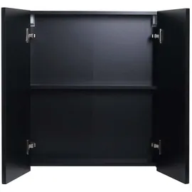 Mendler Spiegelschrank HWC-B19b, Badschrank Hängeschrank, 2 Regalböden hochglanz FSC®-zertifiziert 70x60x16cm ~ schwarz