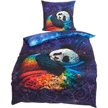 Traumschlaf Mako-Satin Tiere Lila 155 x 220 cm + 80 x 80 cm
