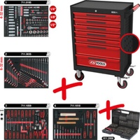 KS Tools Werkstattwagen mit 7 Schubladen und 515 Premium-Werkzeugen, SCHWARZ/ROT