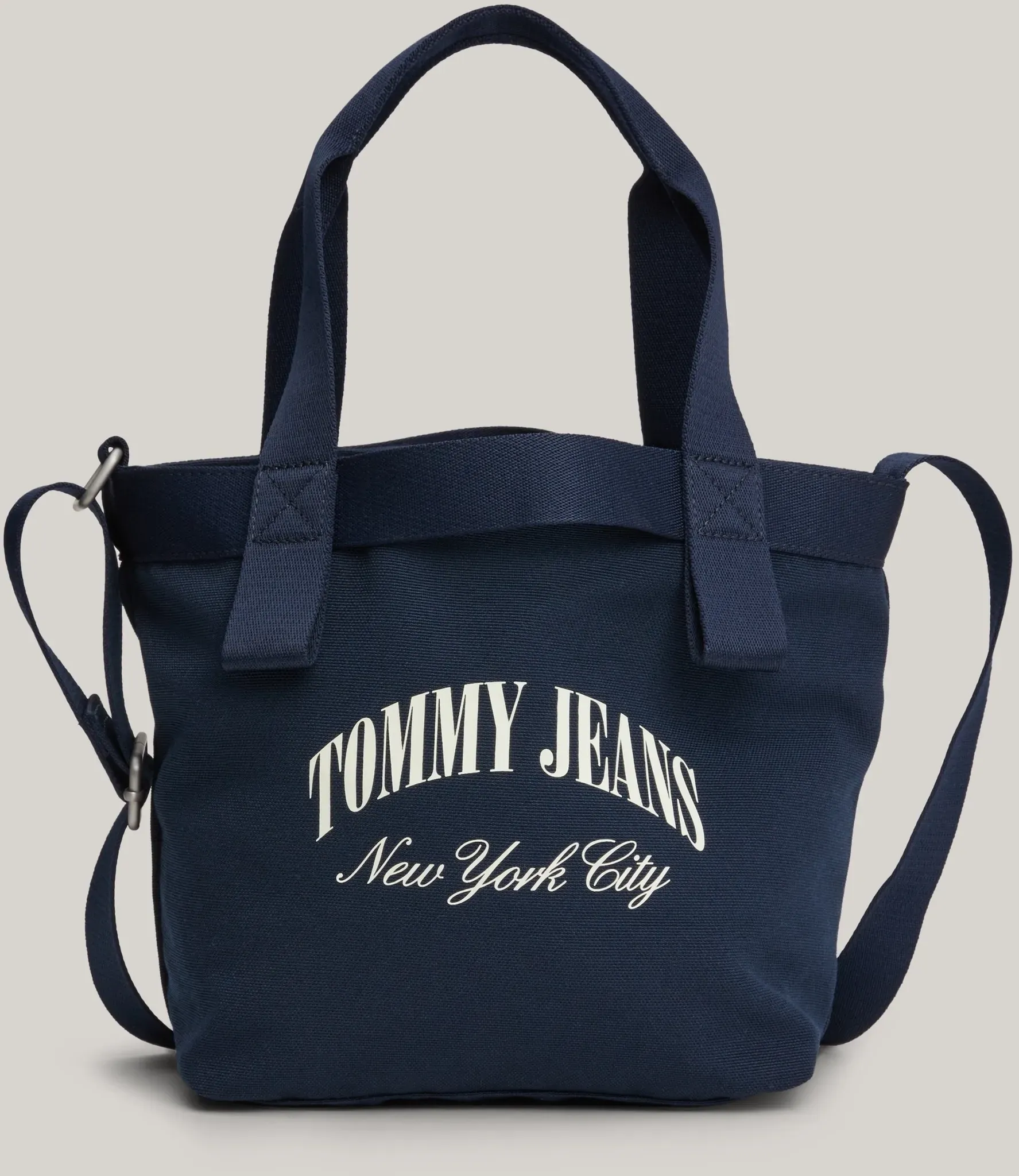 Mini Bag TOMMY JEANS "TJW HOT SUMMER MINI TOTE" Gr. B/H/T: 18 cm x 20 cm x 10,5 cm, blau (dark night navy) Damen Taschen Handtaschen