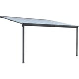 Aileenstore Terrassenüberdachung Aluminium 312 cm als Bausatz Sichtschienen und Hohlkammerplatten Grau