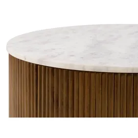 MASSIVMOEBEL24.DE Couchtisch rund Braun Mangoholz 80 x 80 x 45 cm