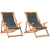 vidaXL Strandstühle 59 x 59 x 108 cm grau 2 St.