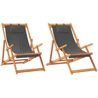 vidaXL Strandstühle 59 x 59 x 108 cm grau 2 St.