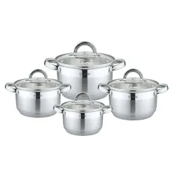 PLATINUM 8 teilig Edelstahl Kochgeschirr Induktion Kochtopf Topfset Glasdeckel 18/10 Edelstahl