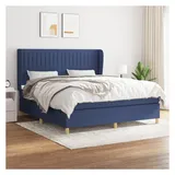 vidaXL Boxspringbett mit Matratze Blau 180x200 cm Stoff