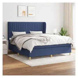 vidaXL Boxspringbett mit Matratze Blau 180x200 cm Stoff