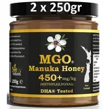 Manuka Honig Bee Natural Mgo® 450+ 500G (= 2X250G) / Manukahonig In Einem Echtglas Glas # Mgo 300 ≥ Umf 10, 400 ≥ Umf 12, 550 ≥ 15, 600 ≥ ...