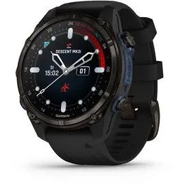 Garmin Descent MK3i 43 mm DLC-Titan grau mit Silikonarmband schwarz