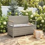 Gartenbank Polyrattan 170L 2-Sitzer Sitzbank mit Stauraum abnehmbar Kissen