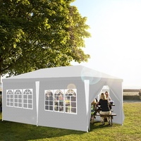 Jopassy 3x6 m Pavillon Wasserdicht Gartenpavillon mit 6 Seitenteilen Partyzelt UV-Resistent Gartenzelt 100g/m2 Bierzelt Hochwertiges PE Plane Festzelt Weiß