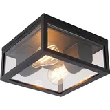 QAZQA Industrielle Deckenleuchte schwarz IP44 - Charlois