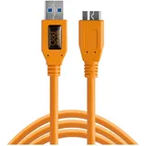 Tether Tools TetherPro SuperSpeed USB-Datenkabel für USB 3.0 Typ A an USB 3.0 Micro-B - 4,6 Meter Länge, gerader Stecker orange