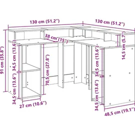 vidaXL Schreibtisch Sonoma Eiche braun