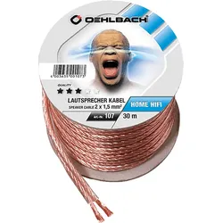OEHLBACH Speaker Wire SP-15 3000 Lautsprecherkabel 2 x 1,5 qmm, Mini Spule, Lautsprecherkabel, 30 m