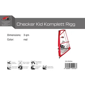 F2 Windsurf Segel Checker Kid 3 qm rot