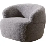 DeLife Loungesessel Nova 88x88 cm Bouclé Silbergrau, Cocktailsessel