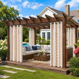 OEM 2er-set Transparente Leinen-outdoor-vorhänge 132 X 244 Cm – Wetterfest Boho-stil für Balkon Pergola Und Terrasse