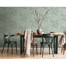 Marburg Heritage Vliestapete Gemaltes Waldmotiv (Grün/Weiß, Floral, 10,05 x 0,53 m)