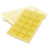 Intirilife 2x Eiswürfelformen in GELB – 2er Set à 15 Fächer Eiswürfel Silikonformen mit Deckel – Flexibler Eiswürfelbehälter Verschließbar