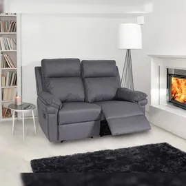 Mendler 2er Kinosessel HWC-L94, Relaxsessel Fernsehsessel Sofa, Armlehne Liegefunktion Nosagfederung Stoff/Textil ~ dunkelgrau