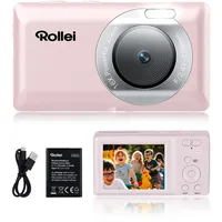 Rollei Compactline Pocket Digitalkamera Rosa, 50MP 2,7K Fotokamera mit 16X Digitalem Zoom Autofokus Tragbare Fotoapparat mit 2.4" Display Leichte Kompaktkamera für Kinder Teenager Student Anfänger