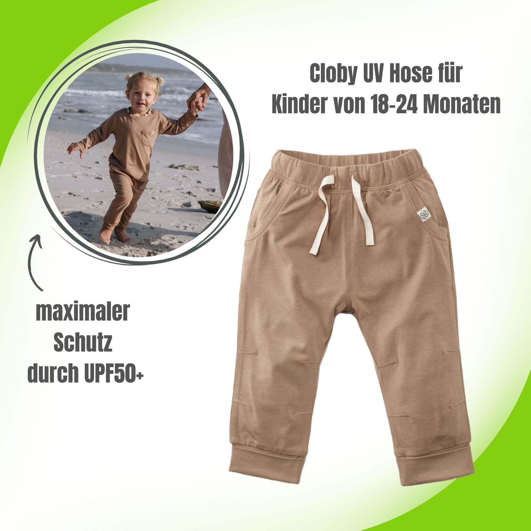 Cloby UV Jogger Pants / UV Hose - Größe: 18 - 24 Monate (86-92), Cloby Farben: Peanut Brown
