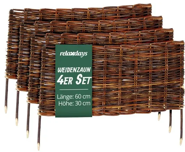 Relaxdays Beeteinfassung Weide im Set Braun