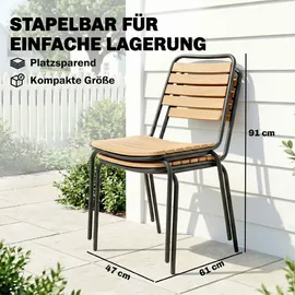 Outsunny Gartenstuhl 2er Set 47 x 61 x 81 cm beige wetterfest/stapelbar