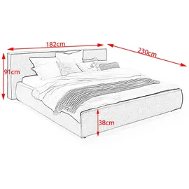 KAWOLA Bett CARLO Polsterbett Stoff steingrau 140x200cm