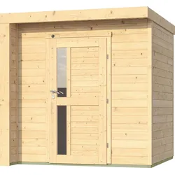 Gartenhaus WEKA "Designhaus 262", beige (naturbelassen), Fußboden im Gartenhaus, ohne Dacheindeckung, Holz, Gartenhäuser