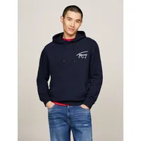 Tommy Jeans Kapuzensweatshirt TOMMY JEANS "TJM REG ENTRY GRAPHIC HOODIE EXT" Gr. L, blau (schwarz night navy) Herren Sweatshirts mit Logoschriftzug