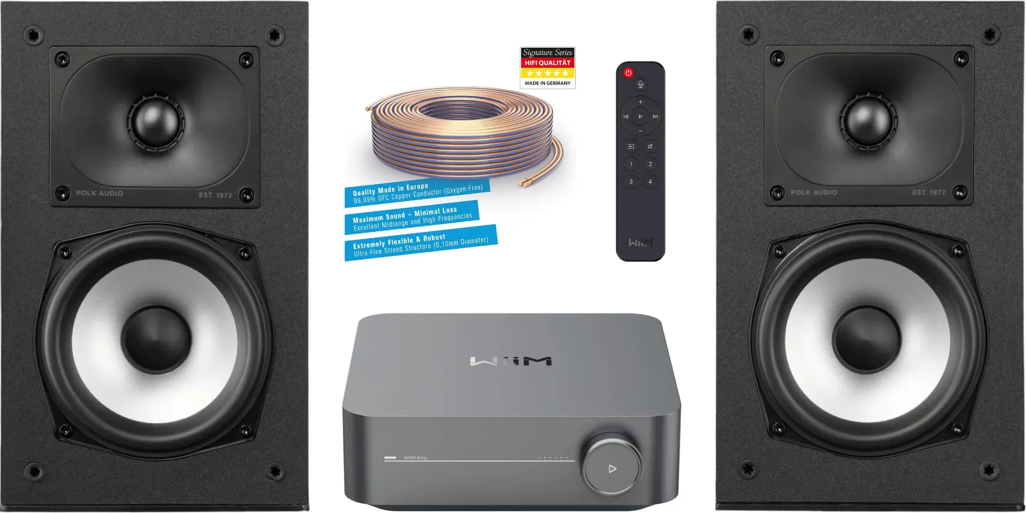 WiiM AMP / Polk XT15 Streaming Stereoanlage grau Set