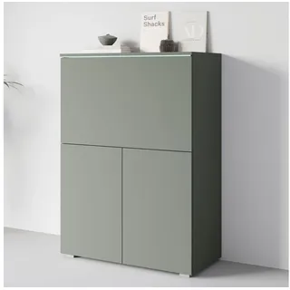 Home Affaire PC-Schrank Vera, Sekretär, Home-Office-Schreibtisch mit LED-Beleuchtung (1 St), Multifunktional mit Stauraum, klappbare Tischfläche, LED, B 90 cm grün