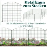 V2Aox Zaun Gartenzaun Steckzaun Teichzaun für Garten Teich 12 Zaunelemente 78 cm hoch Metall Hundezaun Gitterzaun Oberbogen Grün V2Aox6 x 6cm