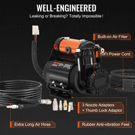 Vevor 12V Auto-Kompressor 150PSI Luftkompressor 3,5CFM(100L/Min) Auto Reifenfüller mit Wärmeschutz Luftpumpe inkl. 3m Netzkabel und 5,5m Luftschl...
