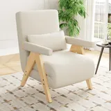 Erwachsenen-schlafsessel 87x64x60 Cm Aus Leinen Beige — 3-in-1 Sessel, Verwandelbar: Sitz, Lounge,