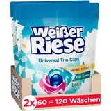 Weißer Riese Universal Trio-Caps Aromatherapie Floral Sensation (120 Wäschen), Waschmittel mit Lotus, Vollwaschmittel mit intensivem Dufterlebnis