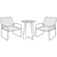 Outsunny 3tlg. Bistro-Set, Balkonmöbel-Set inkl. 1 Tisch, 2 Stühlen, Gartenmöbel-Set, Gartensitzgruppe für Garten, Terrasse, Mesh, Hellgrau
