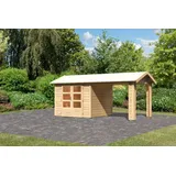 Karibu Gartenhaus Theres 3 mit Dachausbauelement,naturbelassen,2,4 x 244 cm- naturbelassen 50% Aktions-Rabatt auf Dacheindeckung & gratis Gartenhaus-Pflegebox