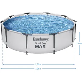 BESTWAY Steel Pro Max Frame Pool 305 x 76 cm lichtgrau