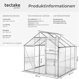 Tectake Gewächshaus Alu HKP 4 mm 3,7 m2
