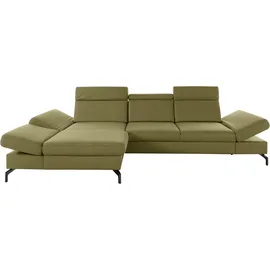 sit&more Ecksofa SIT & MORE "Brisbane L-Form", grün (olive), B:319cm T:181cm, Soft clean (98% Polyester, 2% Polyamid), Sofas, Ecksofa, Fußhöhe 15 cm, inklusive Sitztiefen-, Armteil- und Kopfteilverstellung